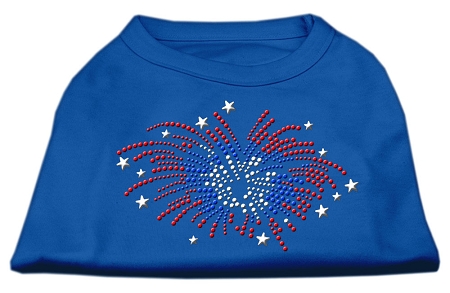 Fireworks Rhinestone Shirt Blue Lg